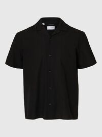 LIN MÉLANGÉ CHEMISE À MANCHES COURTES, Black, highres