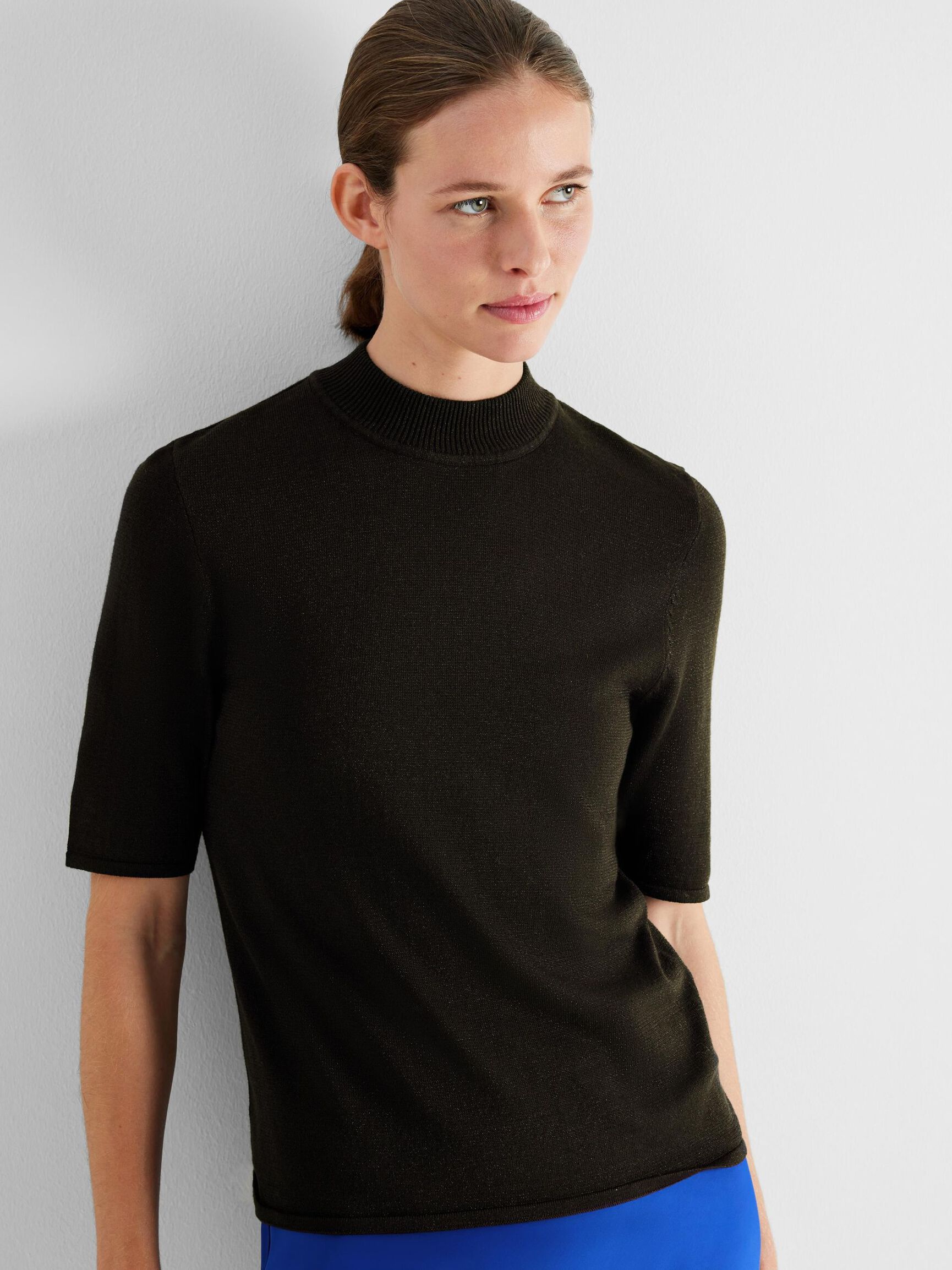 GLITTER KNITTED TOP, Black, highres