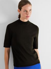 GLITTER KNITTED TOP, Black, highres