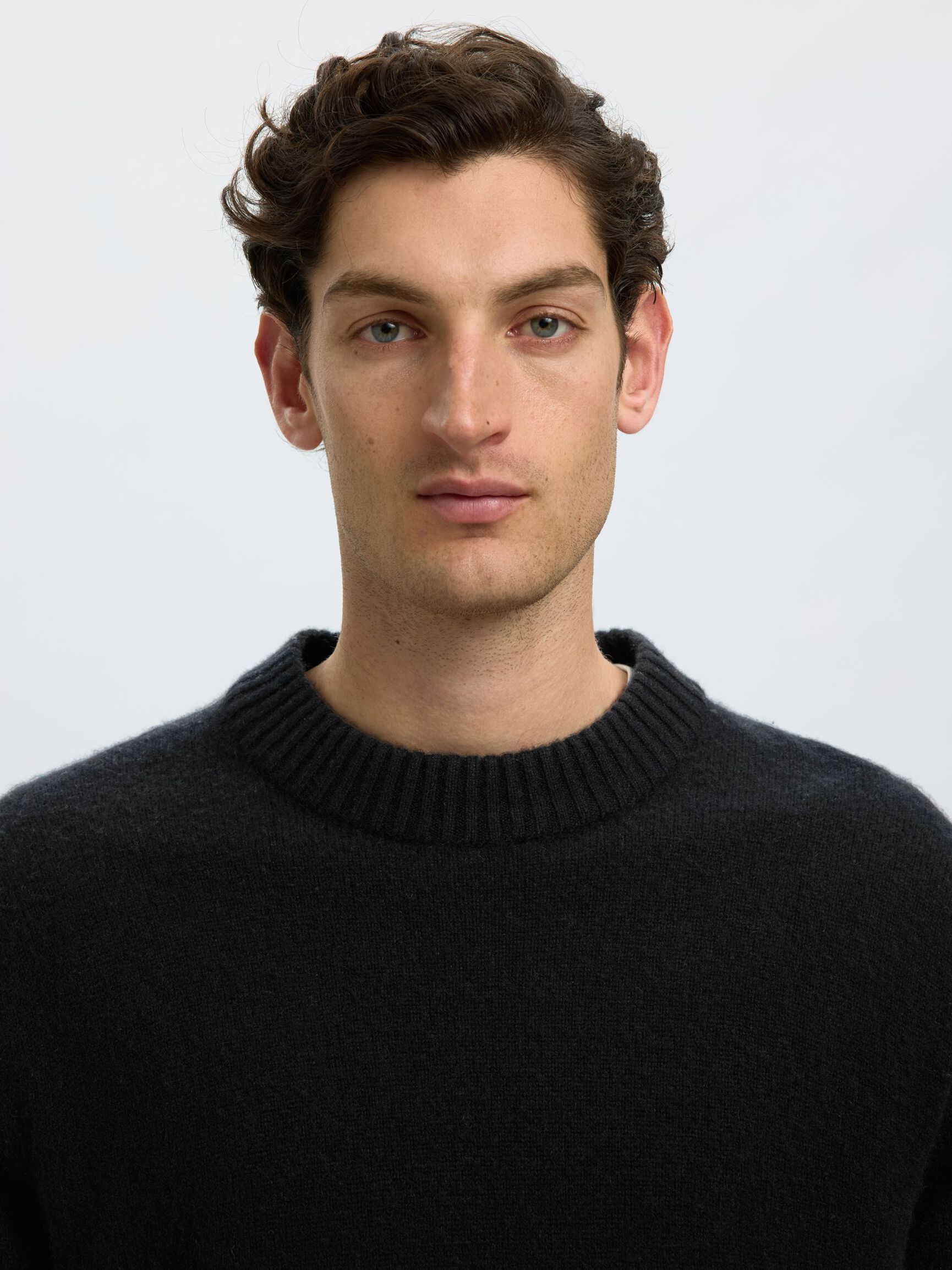 CASHMERE BLEND KNITTED PULLOVER, Black, highres