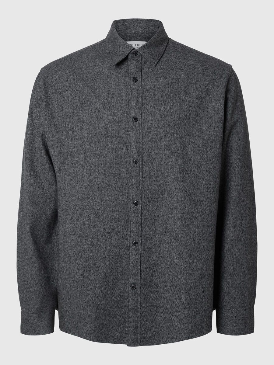 Selected LONG SLEEVED FLANNEL SHIRT, Dark Navy, highres - 16095733_DarkNavy_1143929_001.jpg