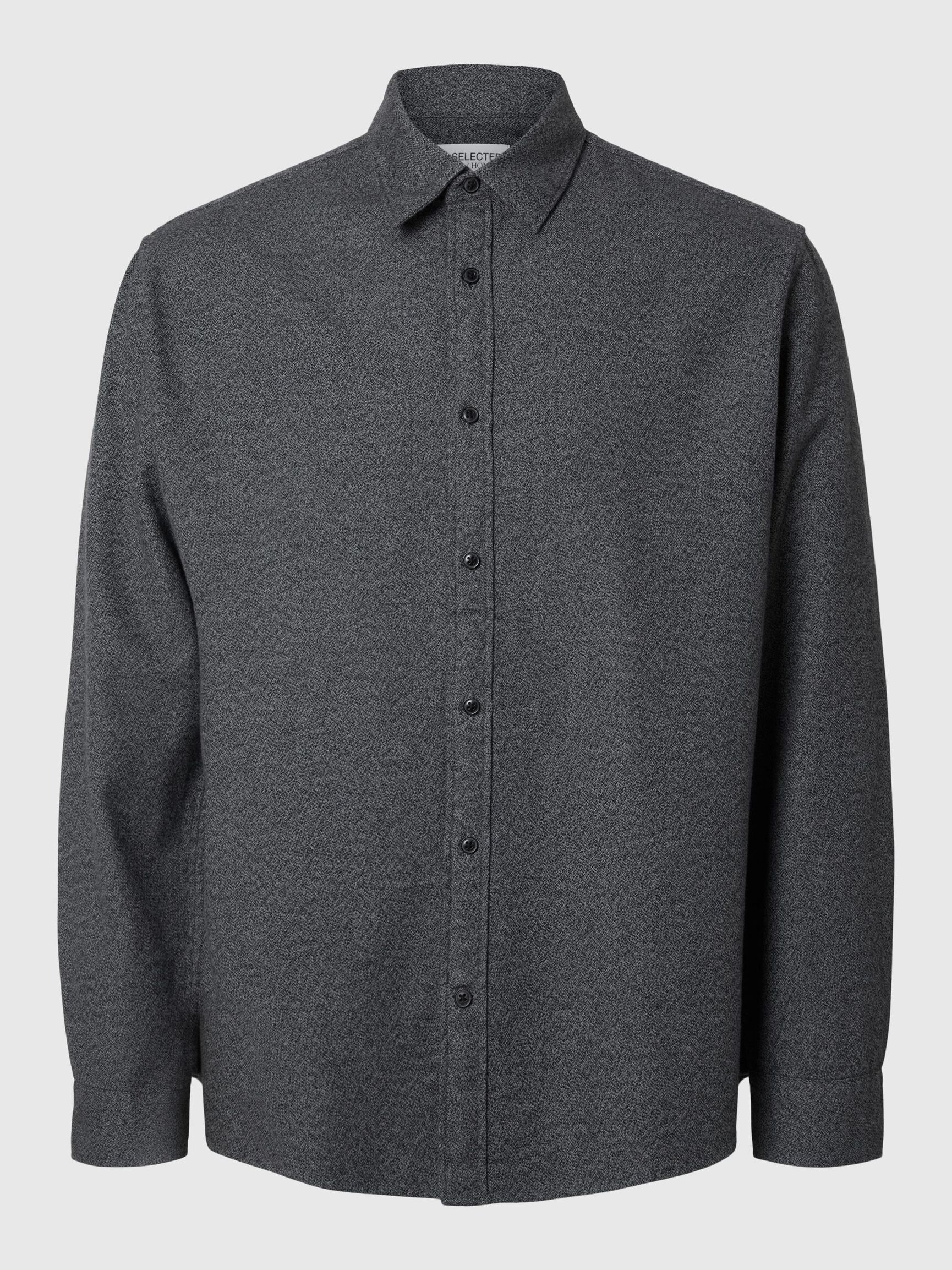 LONG SLEEVED FLANNEL SHIRT, Dark Navy, highres