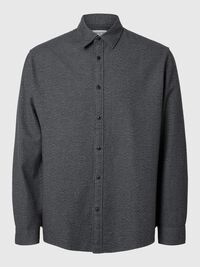 LONG SLEEVED FLANNEL SHIRT, Dark Navy, highres