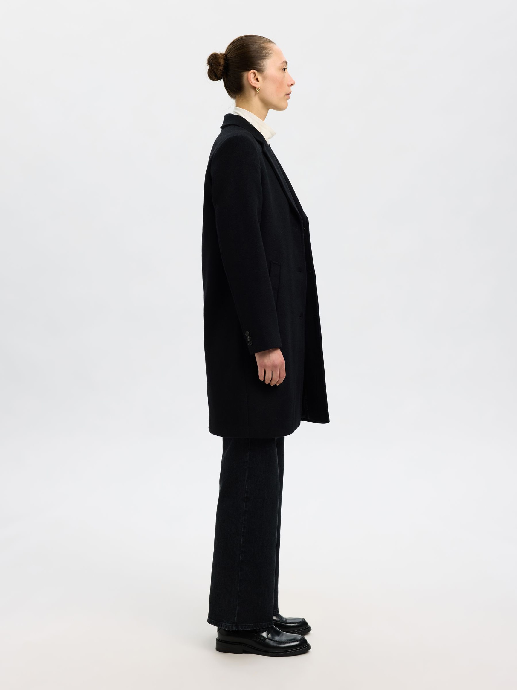 LAINE MÉLANGÉE MANTEAU, Black, highres