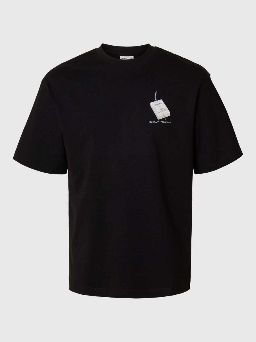 Selected PRINTED CREWNECK T-SHIRT, Black, highres - 16097663_Black_1189122_001.jpg