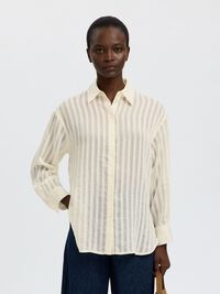 OVERSIZED FIT OVERHEMD MET LANGE MOUWEN, Egret, highres