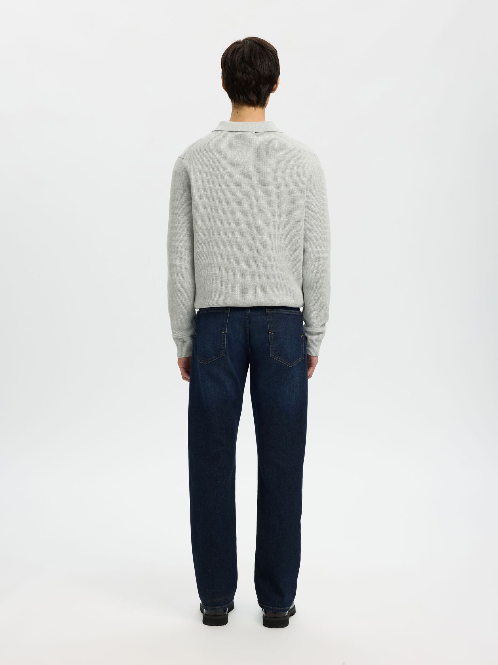 196 FLEX STRAIGHT FIT JEANS, Dark Blue Denim, highres