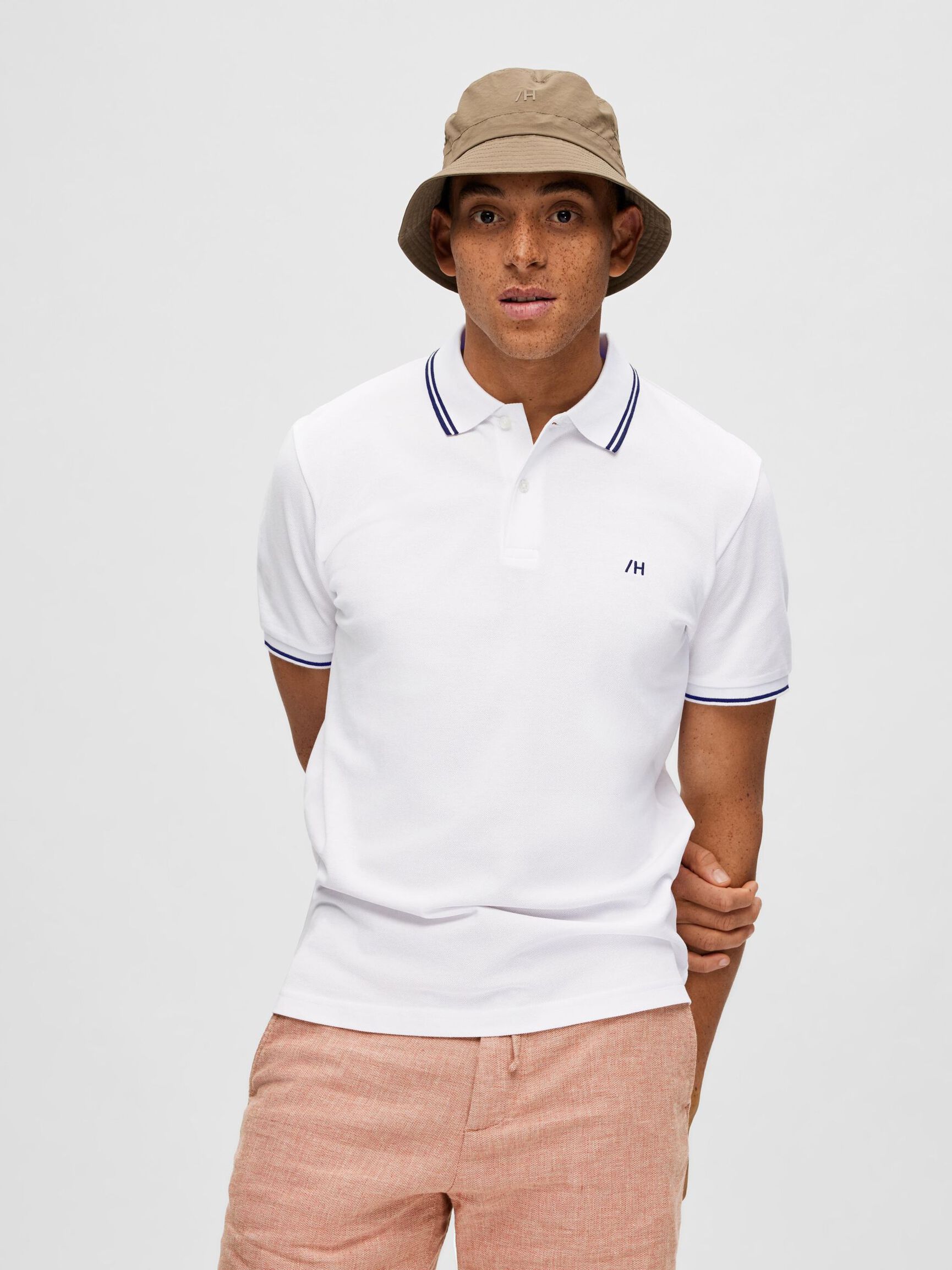 SHORT SLEEVED POLO SHIRT, Bright White, highres