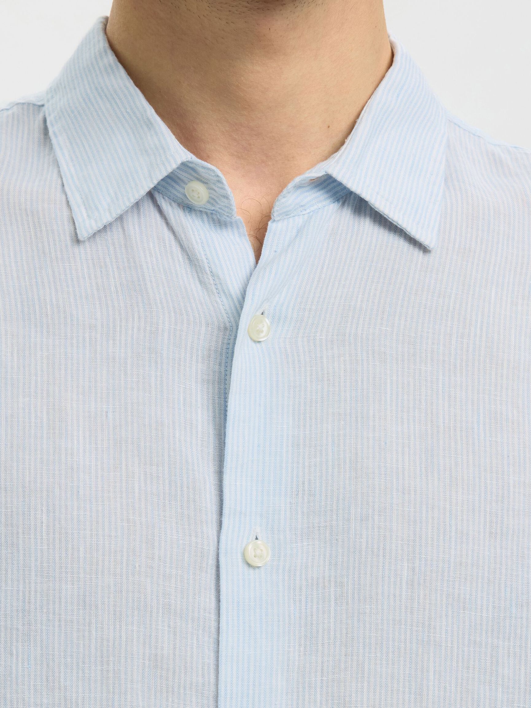 100% LINEN SHIRT, Bright White, highres