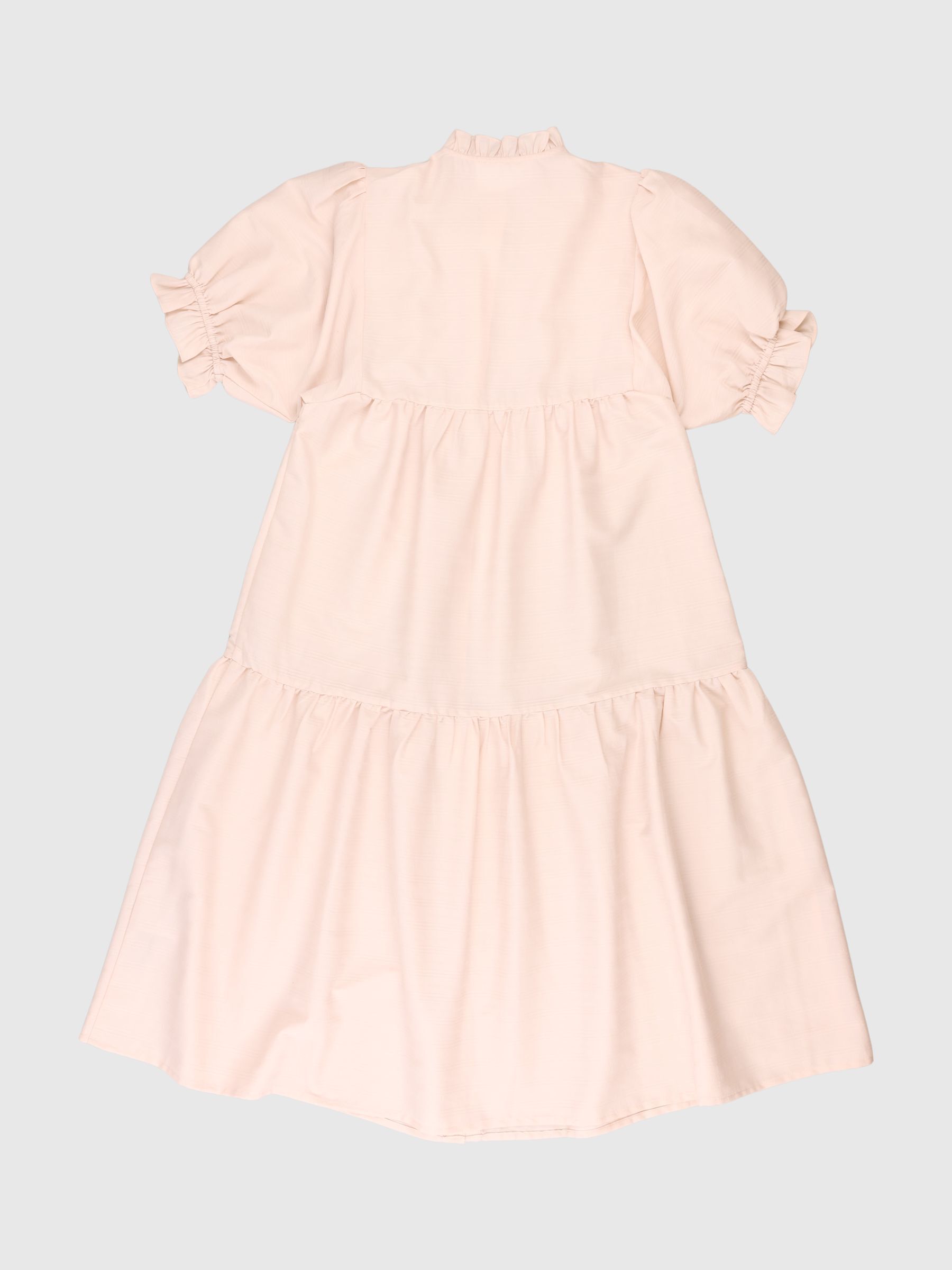 FRILL TRIM PUFF SLEEVE DRESS, Cameo Rose, highres