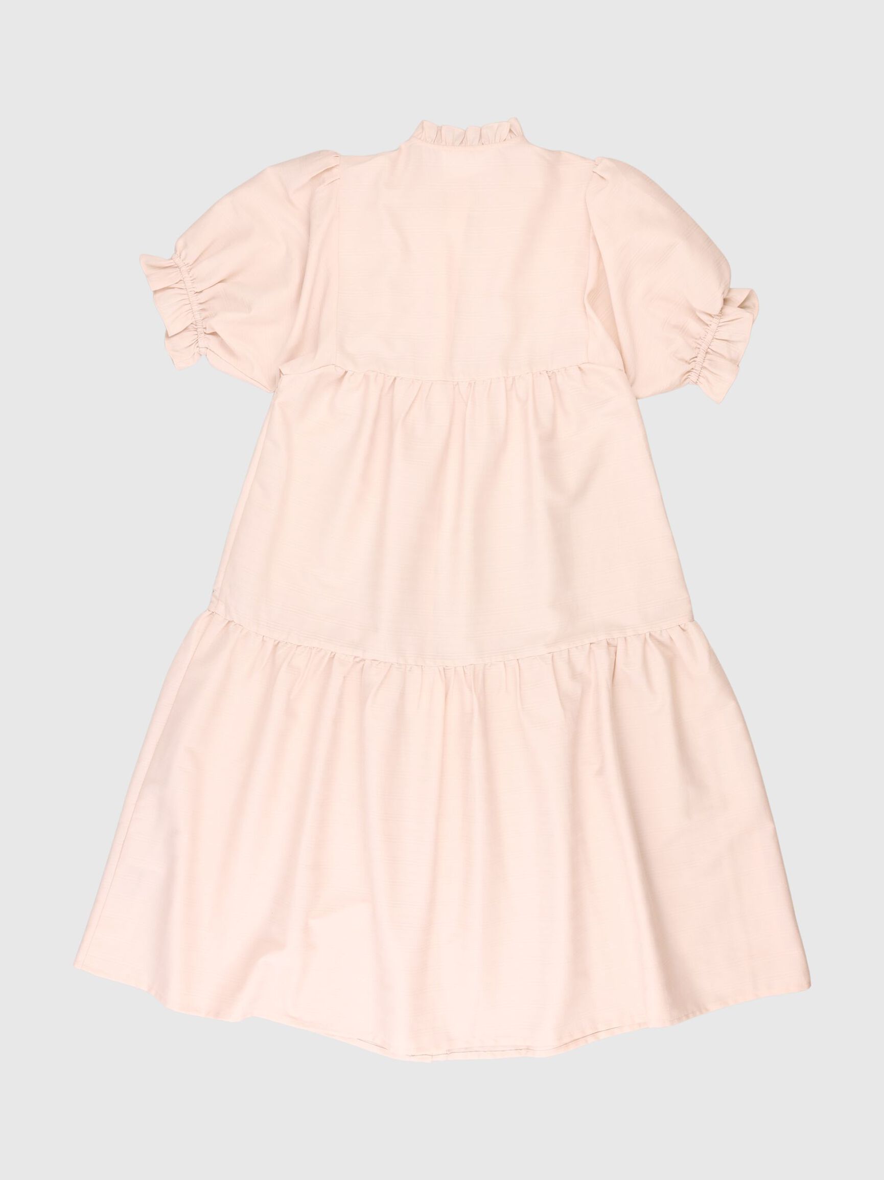 FRILL TRIM PUFF SLEEVE DRESS, Cameo Rose, highres
