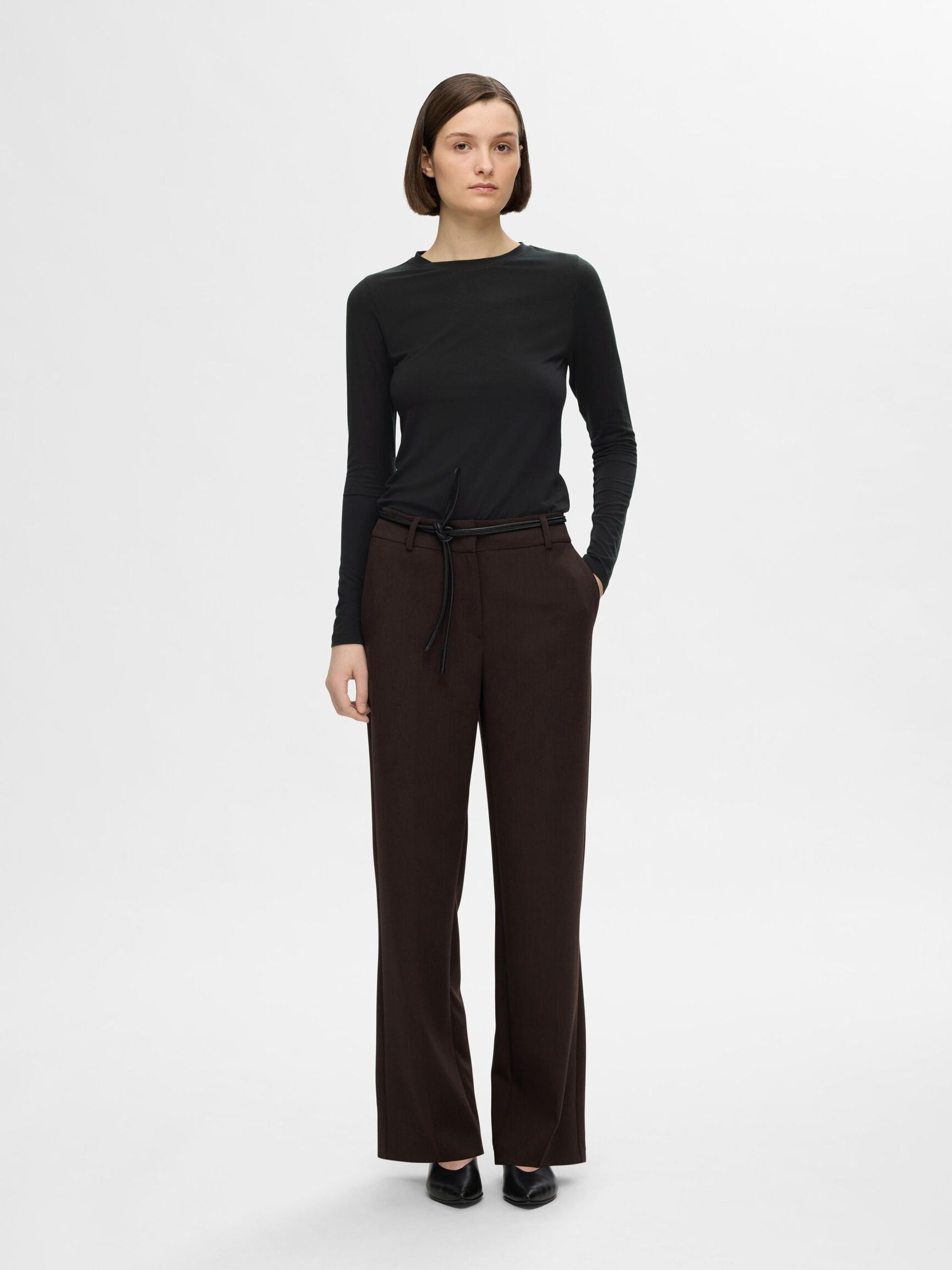 BASIC T-SHIRT MET LANGE MOUWEN, Black, highres