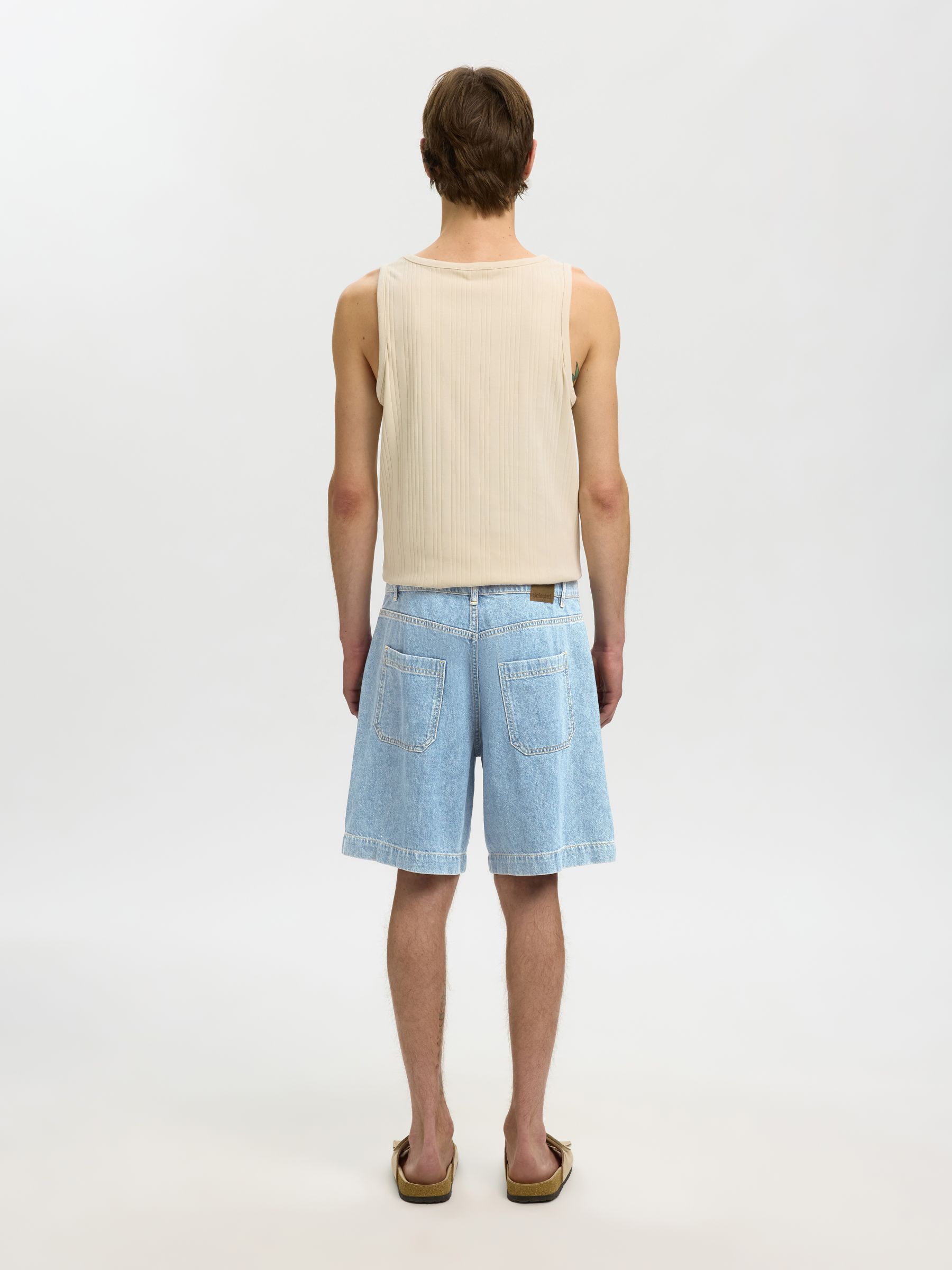 LOOSE FIT DENIM SHORTS, Light Blue Denim, highres