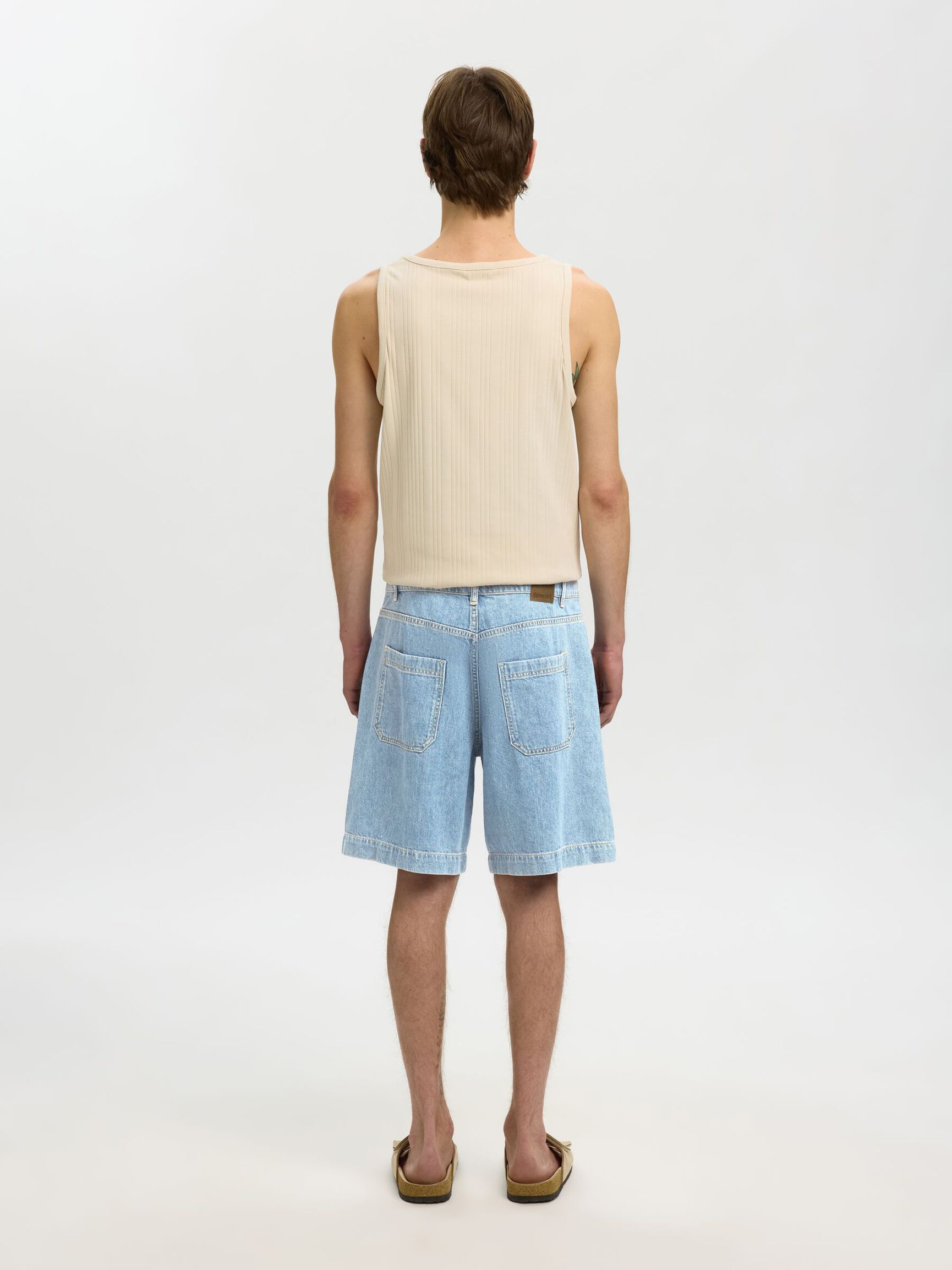 LOOSE FIT DENIM SHORTS, Light Blue Denim, highres