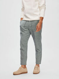 SLIM TAPERED LINEN BLEND TROUSERS, Sky Captain, highres