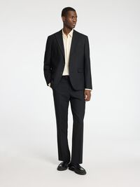 REGULAR FIT WOOL BLEND SUIT TROUSERS, Black, highres