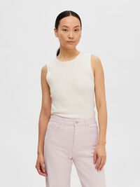 SLEEVELESS KNITTED TOP, Birch, highres