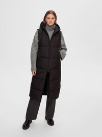 LONG PADDED GILET, Black, highres