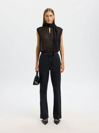 HIGH NECK SLEEVELESS TOP, Black, highres