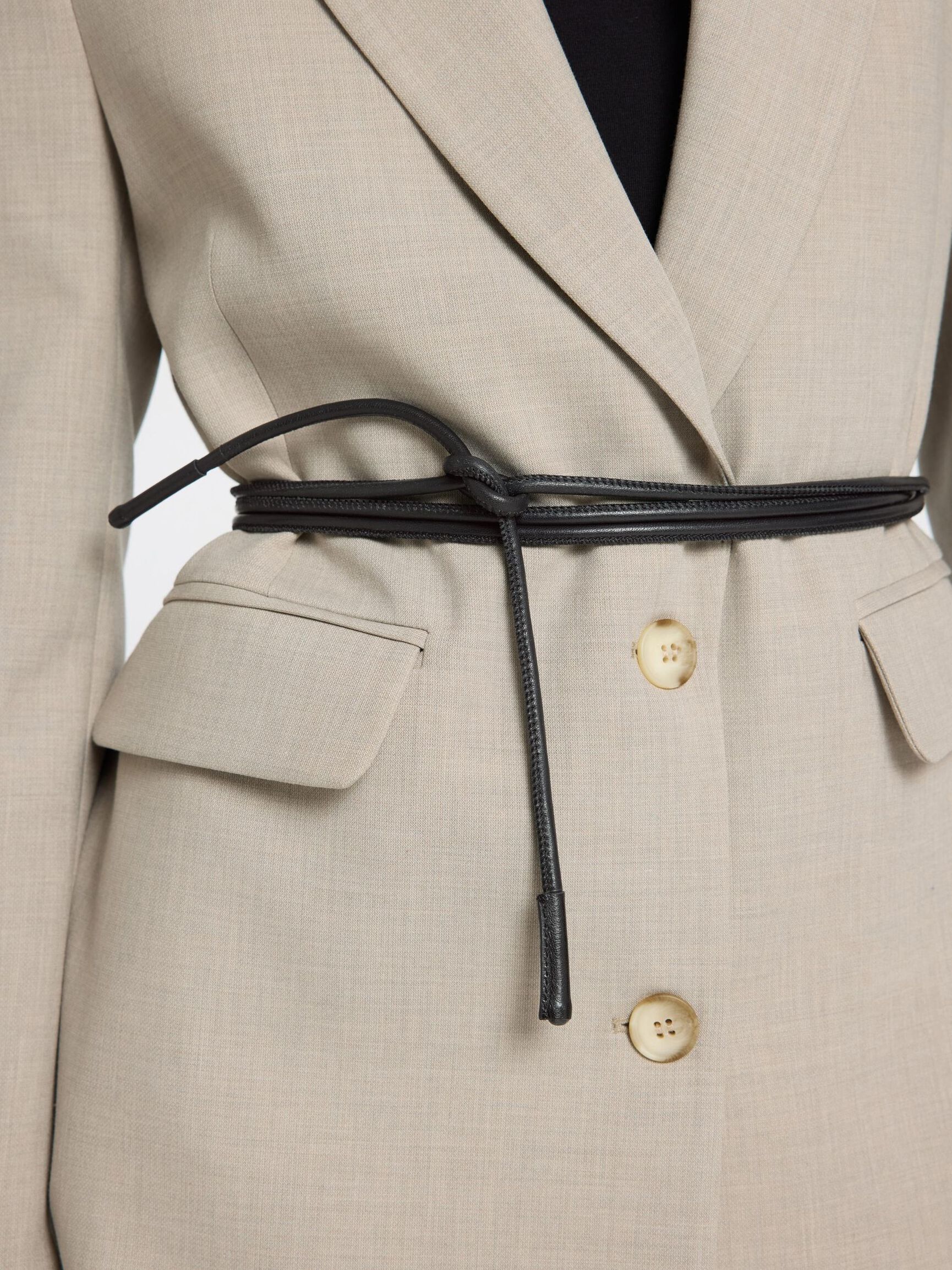 LEATHER ROBE BELT, Black, highres