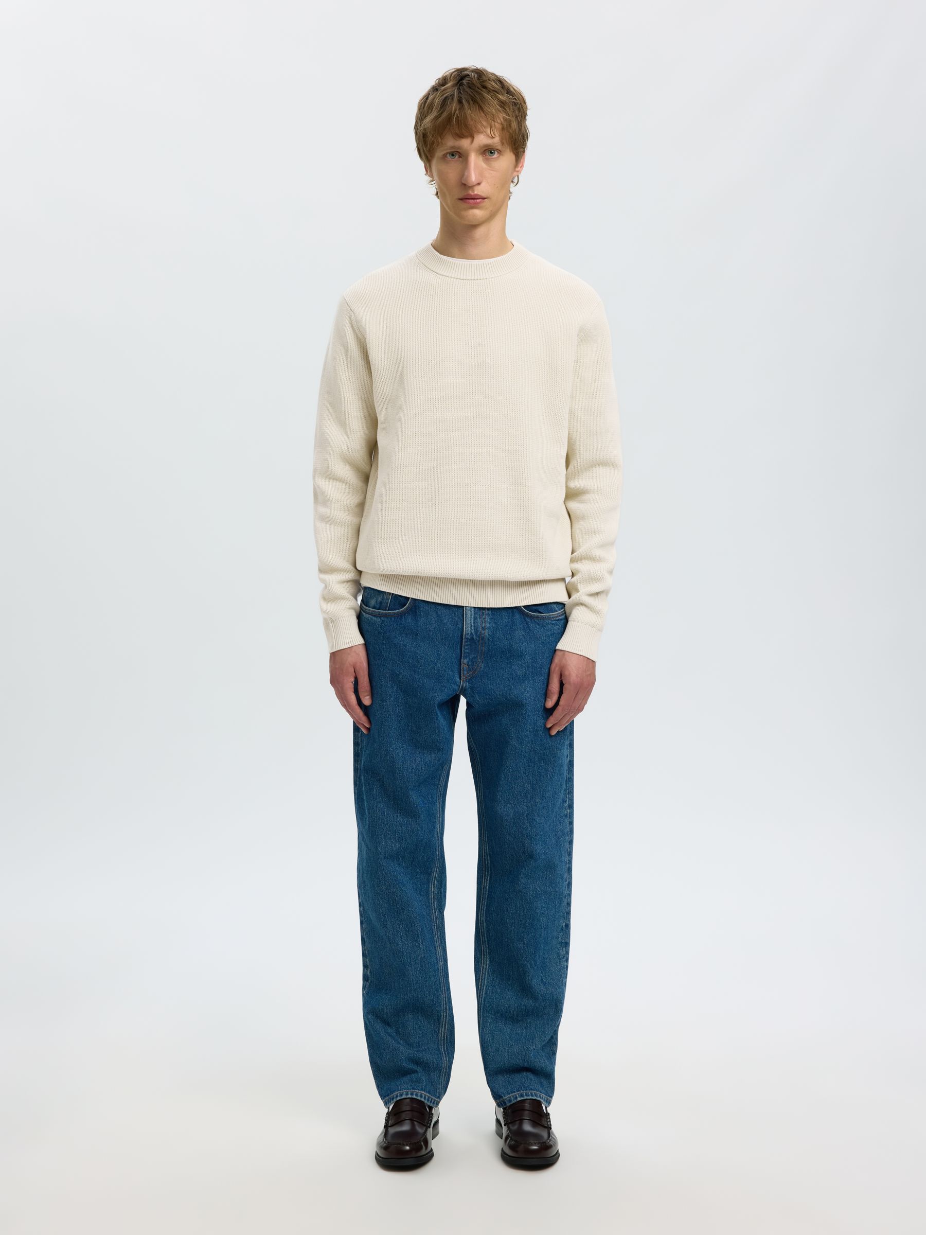 CREWNECK JUMPER, Oatmeal, highres