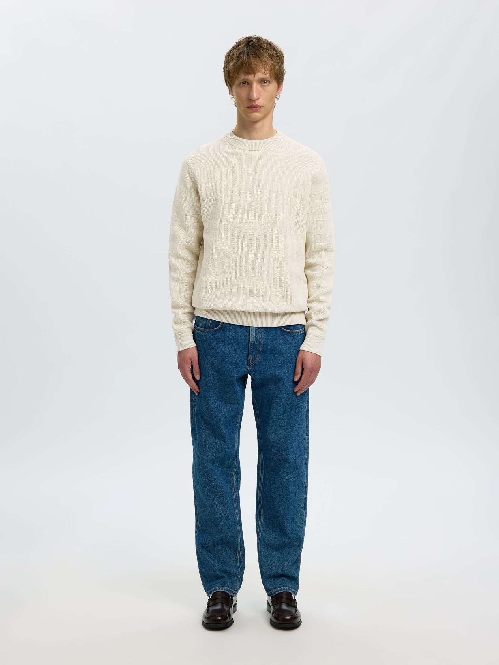 CREWNECK JUMPER, Oatmeal, highres