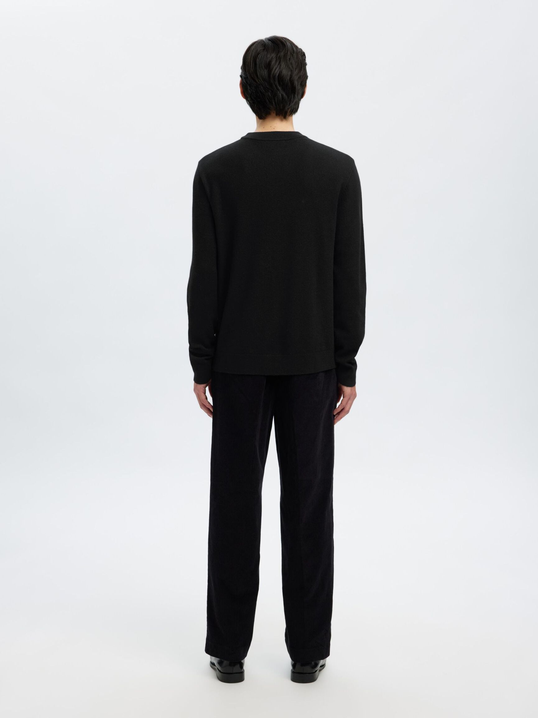 100% MERINO WOOL PULLOVER, Black, highres