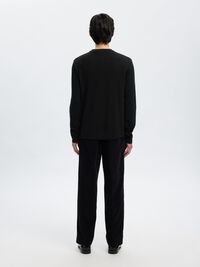 100% MERINO WOOL PULLOVER, Black, highres