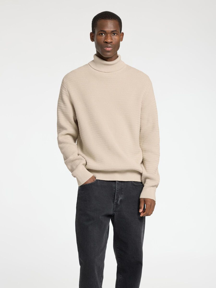 Selected STRUCTURED TURTLENECK, Oatmeal, highres - 16095615_Oatmeal_003.jpg