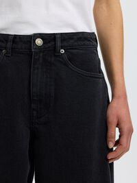 HIGH WAIST BARREL FIT JEANS, Black Denim, highres