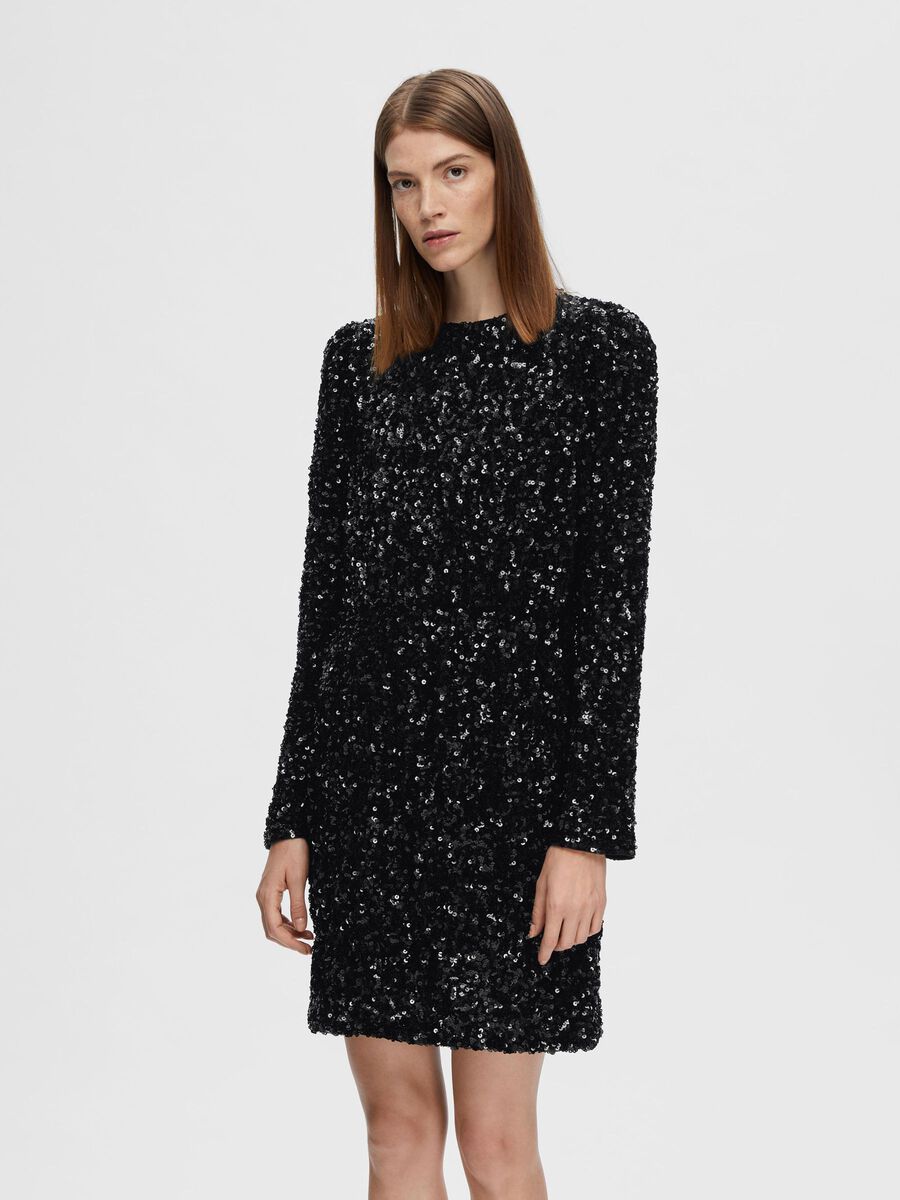 Selected PAILLETTEN MINI JURK, Black, highres - 16087677_Black_003.jpg