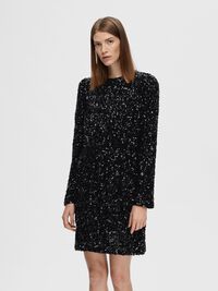 SEQUIN MINI DRESS, Black, highres
