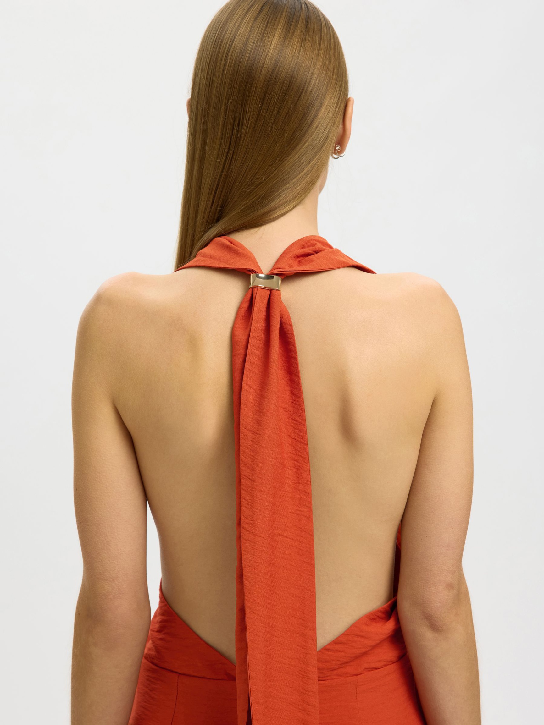 HALTERNECK MAXI DRESS, Potters Clay, highres