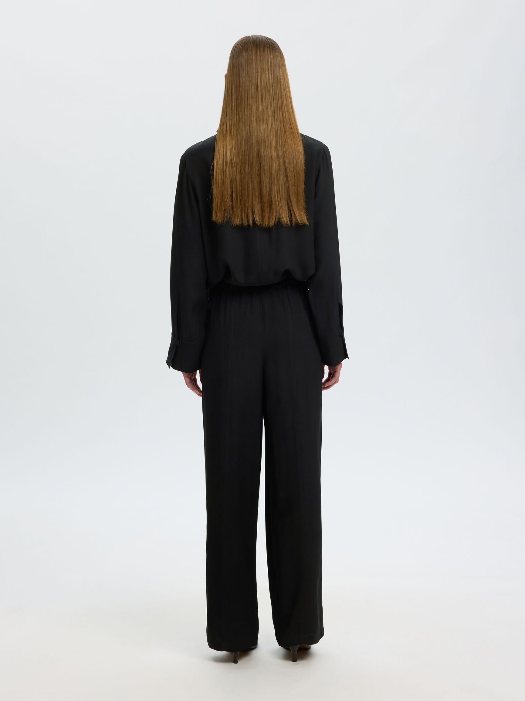 STRAGHT FIT TROUSERS, Black, highres