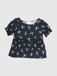 PRINTED TOP, Black, highres