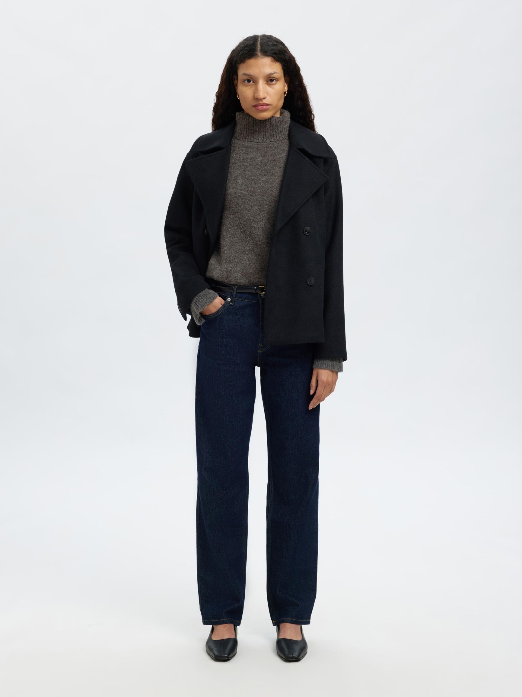 WOOL BLEND TURTLENECK, Medium Grey Melange, highres
