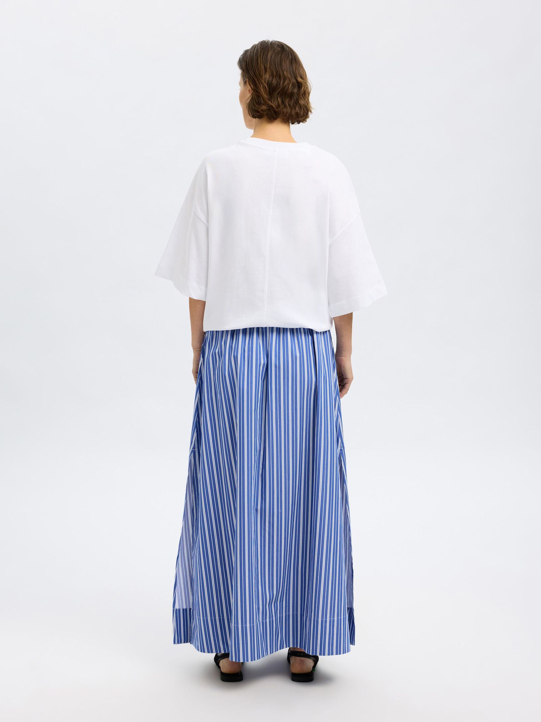 STRIPED MAXI SKIRT, Dazzling Blue, highres
