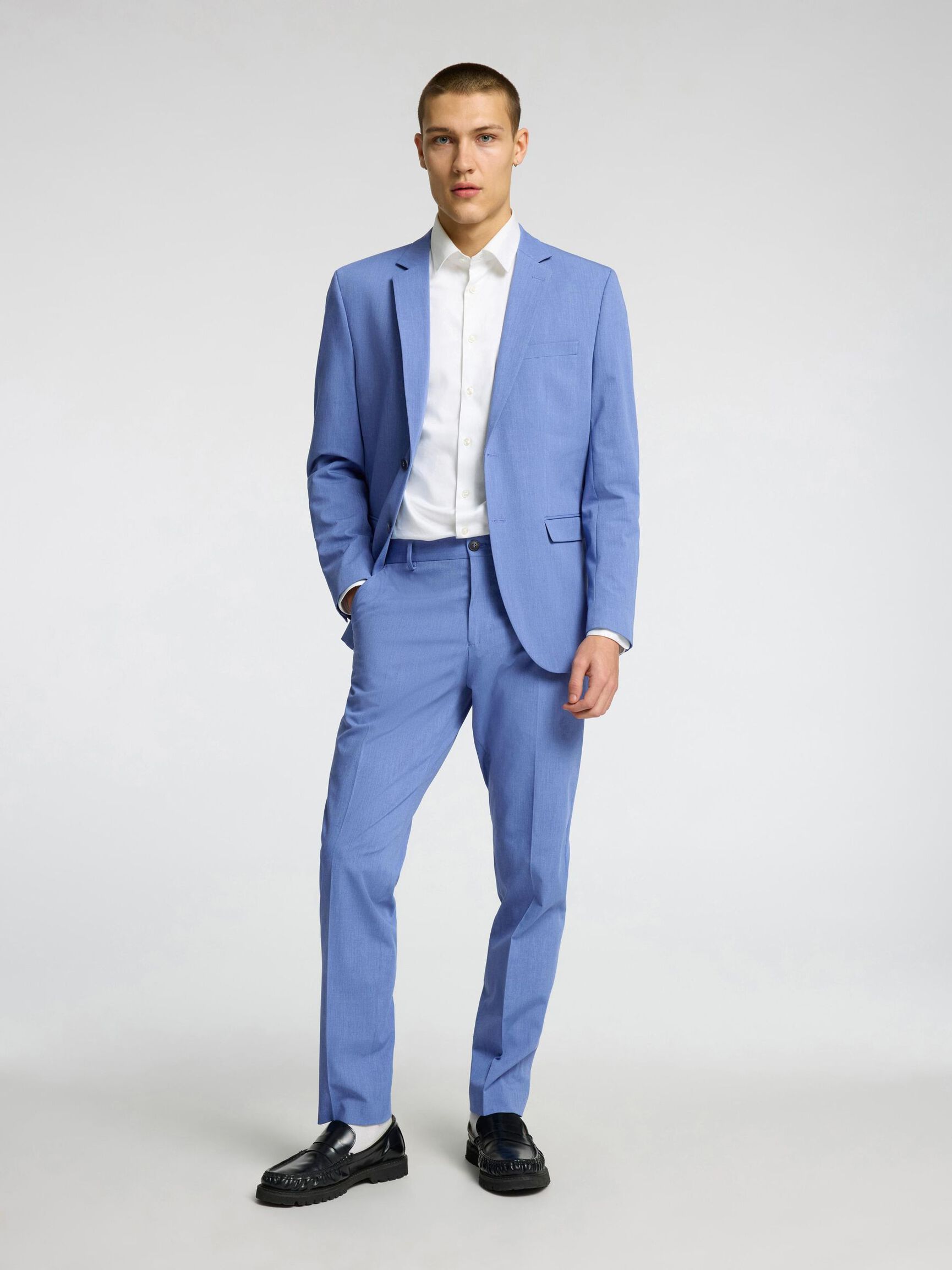 VISCOSE BLEND SLIM FIT BLAZER, Light Blue, highres