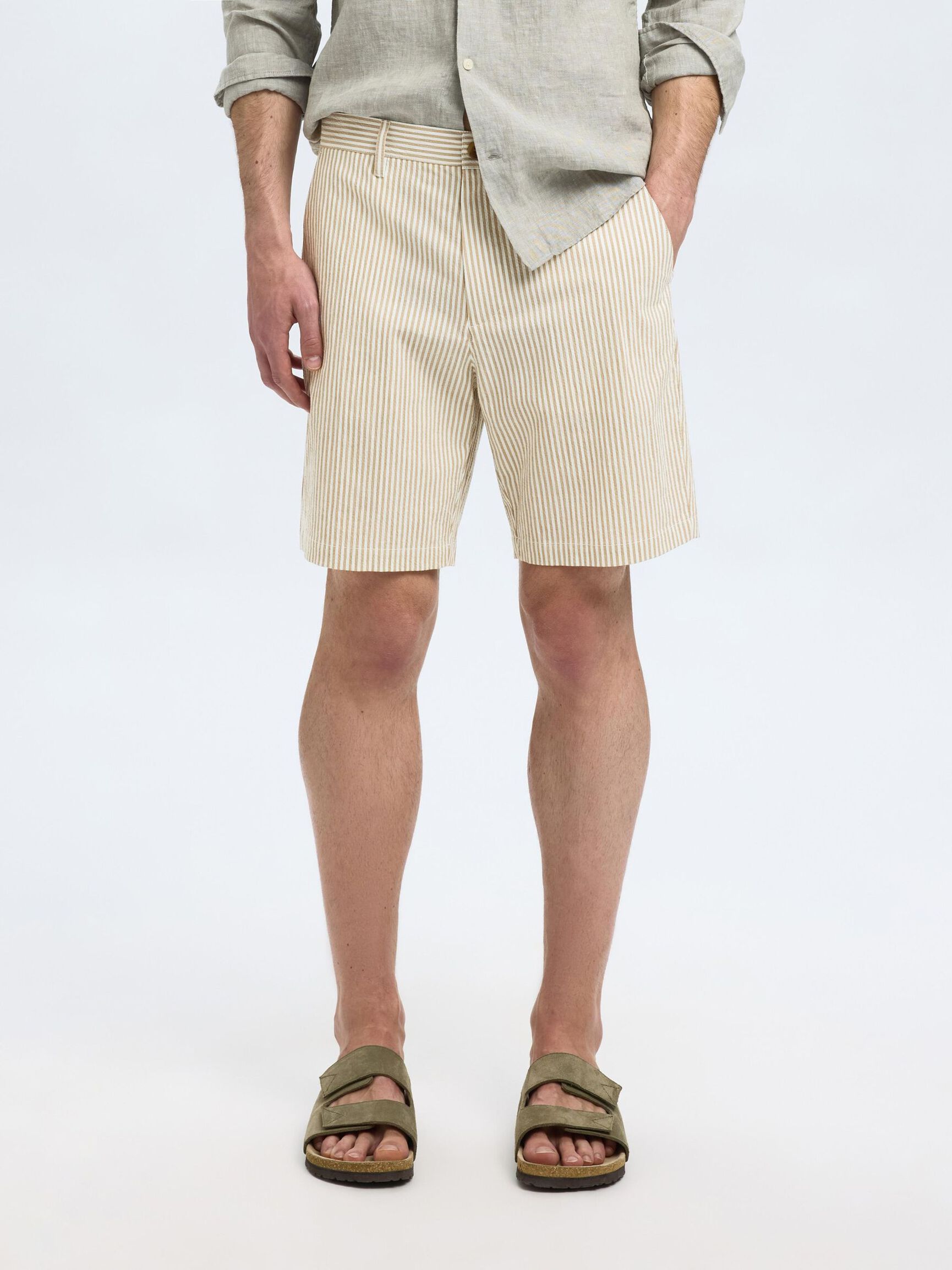 SEERSUCKER SHORTS, Kelp, highres