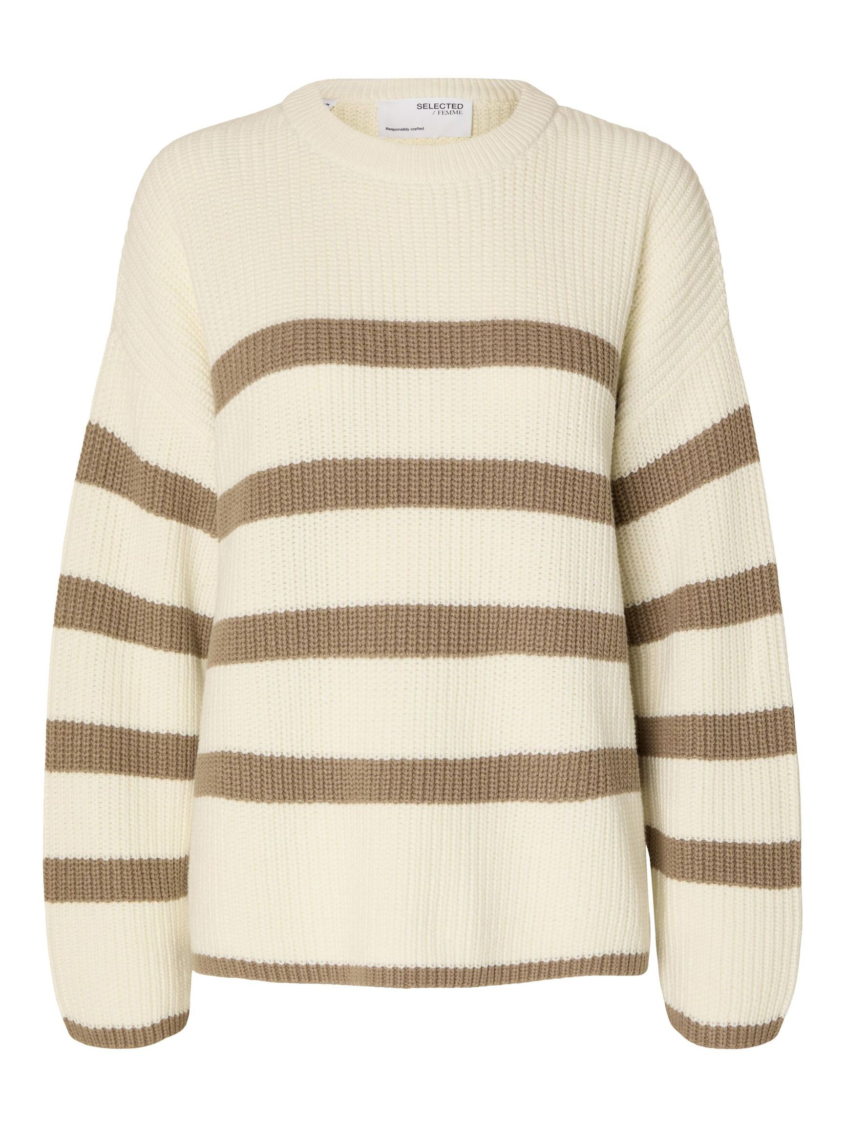 STRIPED KNITTED JUMPER, Snow White, highres