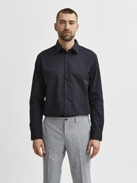 LONG-SLEEVED SLIM FIT SHIRT, Black, highres