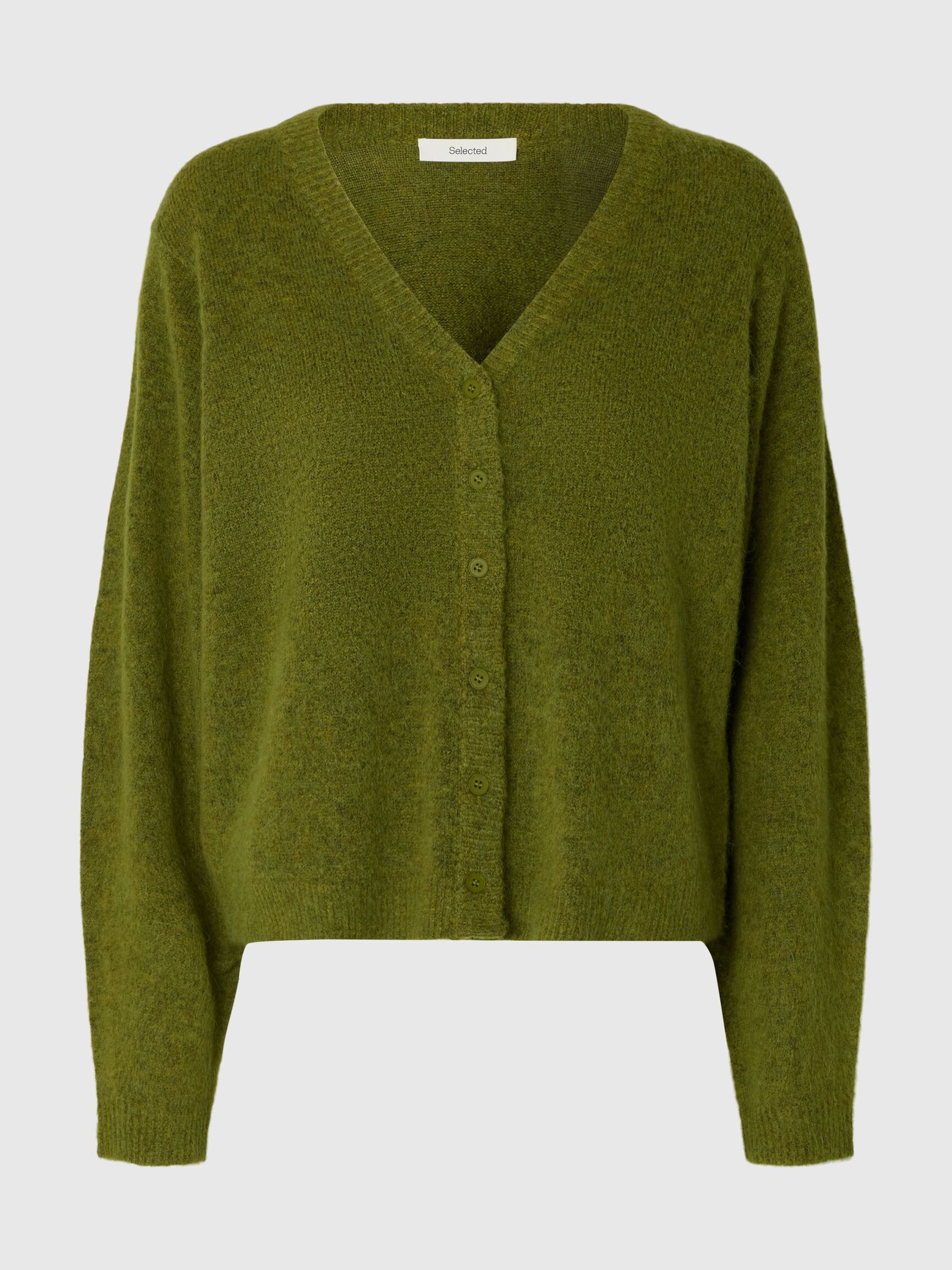 BRUSHED V-NECK CARDIGAN, Cardamom Seed, highres