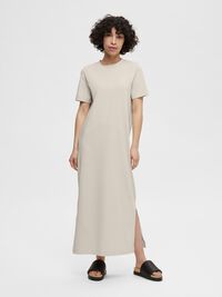 SHORT SLEEVED MIDI DRESS, Birch, highres
