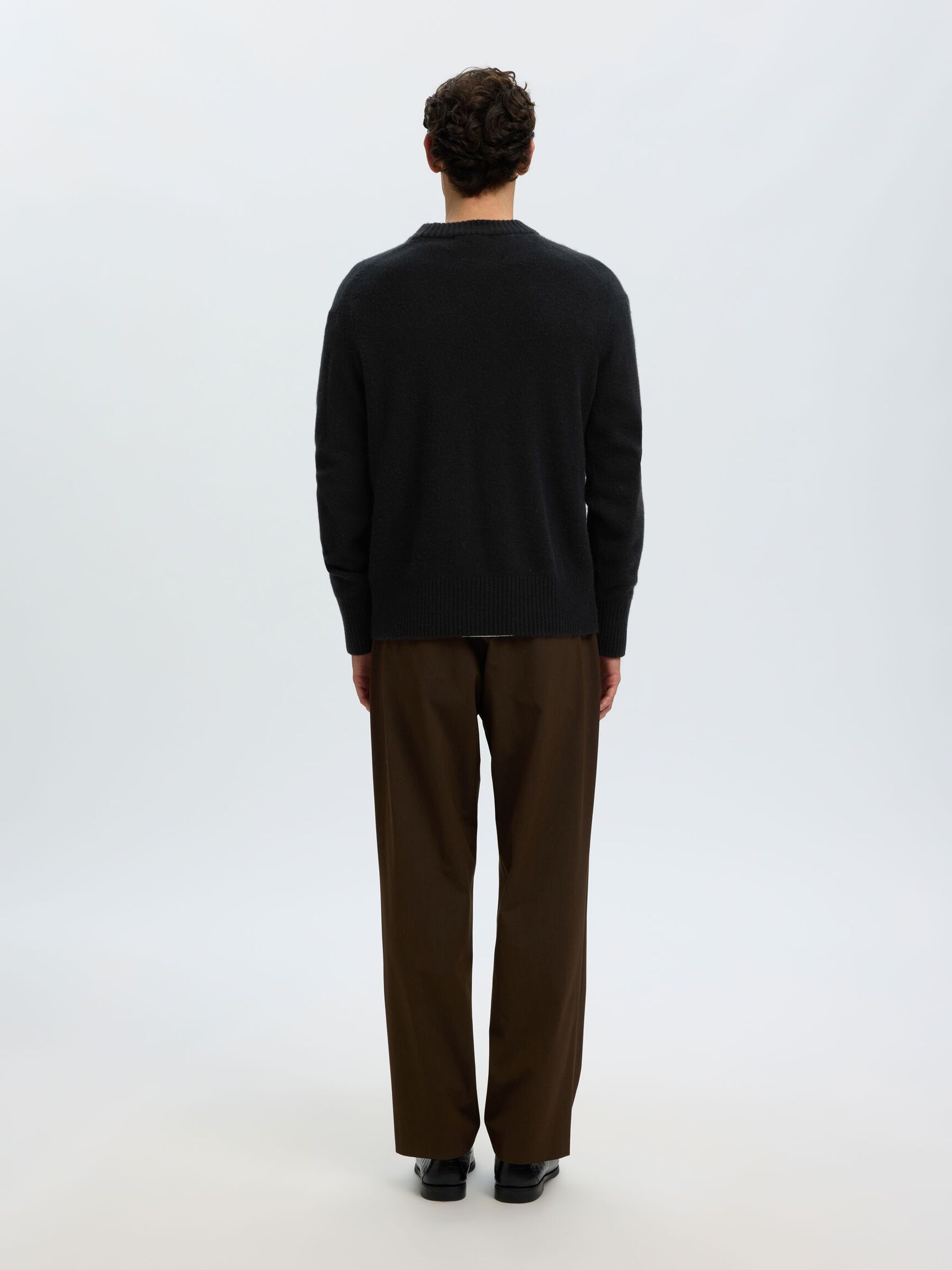 CASHMERE BLEND KNITTED PULLOVER, Black, highres