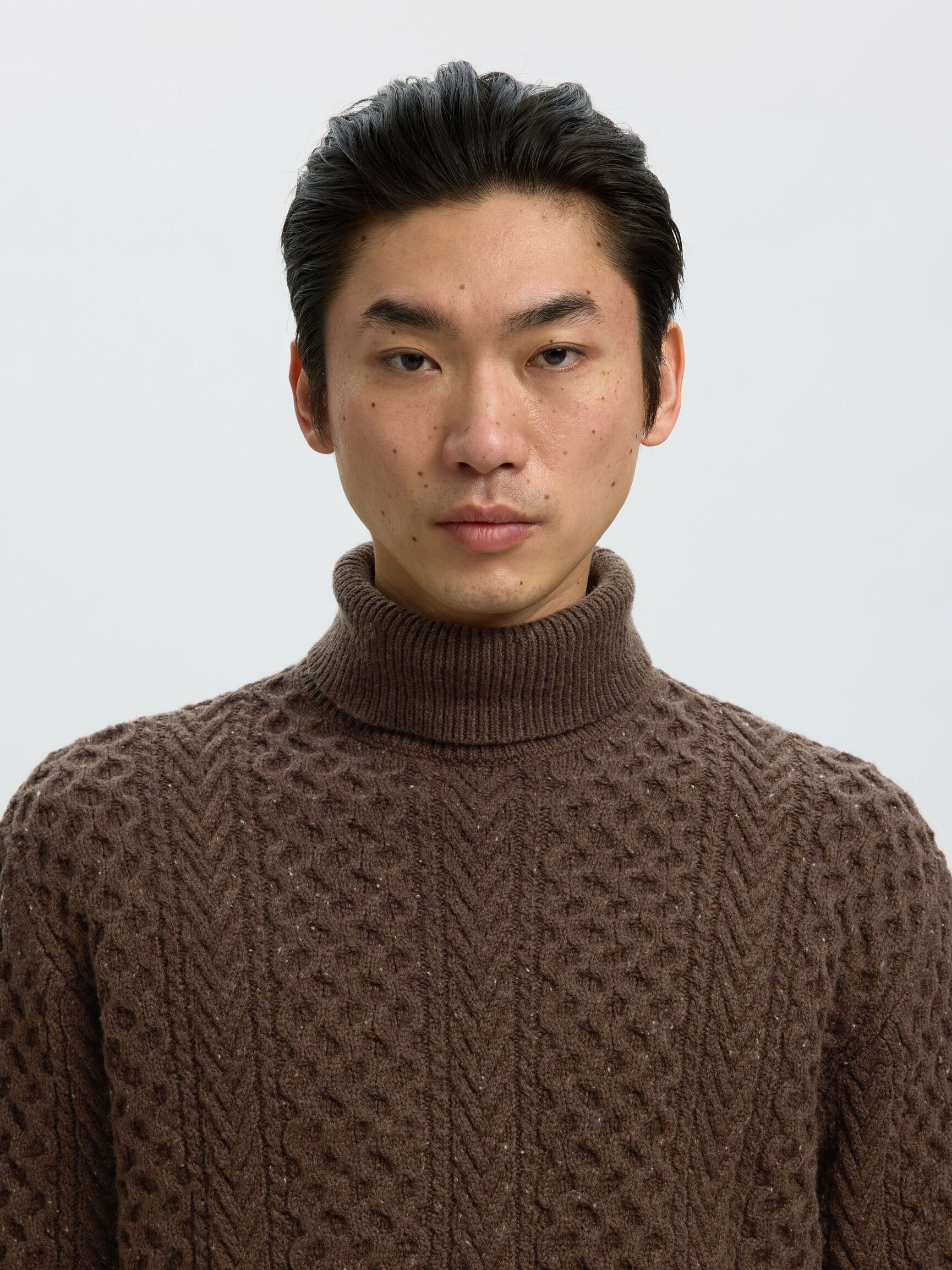 CABLE KNIT TURTLENECK, Delicioso, highres