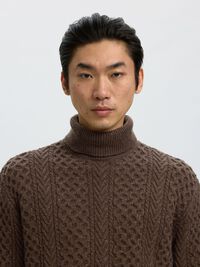 CABLE KNIT TURTLENECK, Delicioso, highres