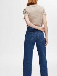 CROPPED STRAIGHT FIT JEANS, Medium Blue Denim, highres