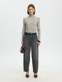 MERINO WOOL TURTLENECK, Light Grey Melange, highres
