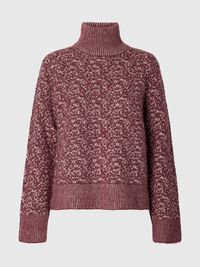 HIGH NECK KNITTED JUMPER, Tawny Port, highres