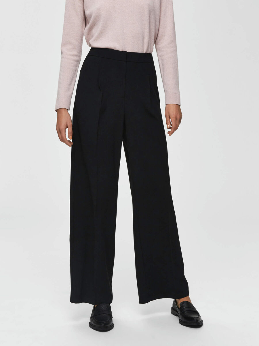 Selected WOVEN WIDE-LEG TROUSERS, Black, highres - 16068143_Black_003.jpg